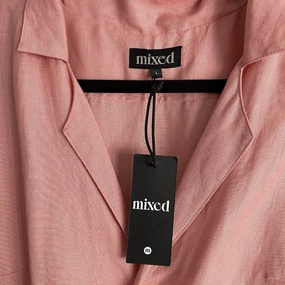 Mixed By Nasrin Neptune Linen Wide Leg Jumpsuit Pink - Picture 5 of 8